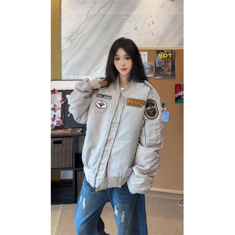 潮牌美式机车风男女教练飞行员夹克外套百搭刺绣棒球棉服L01批85,男装夹克,星座307A