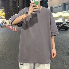 港风75棉冰感短袖T恤宽松百搭纯色光板圆领短袖TC3160-P19，男装T恤，星座717
