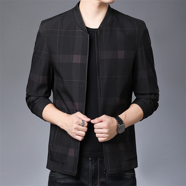 2023男装新款中老年夹克棒球服开衫休闲薄款外套爸爸春装上衣服,男装夹克,电商B212（原钱塘6029）
