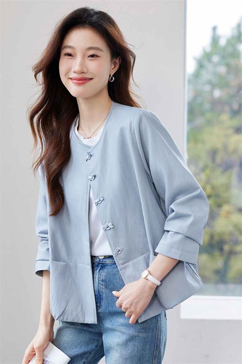 2025春季新款女装上衣蛋白皮软皮时尚新中式外套女小个子穿搭显瘦,女装皮衣,木橙西子