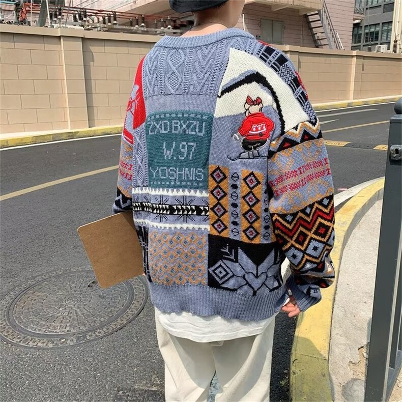 美式街头设计感圆领毛衣男慵懒风休闲针织衫GM24P52,男装针织衫/毛衣,星座1116-2