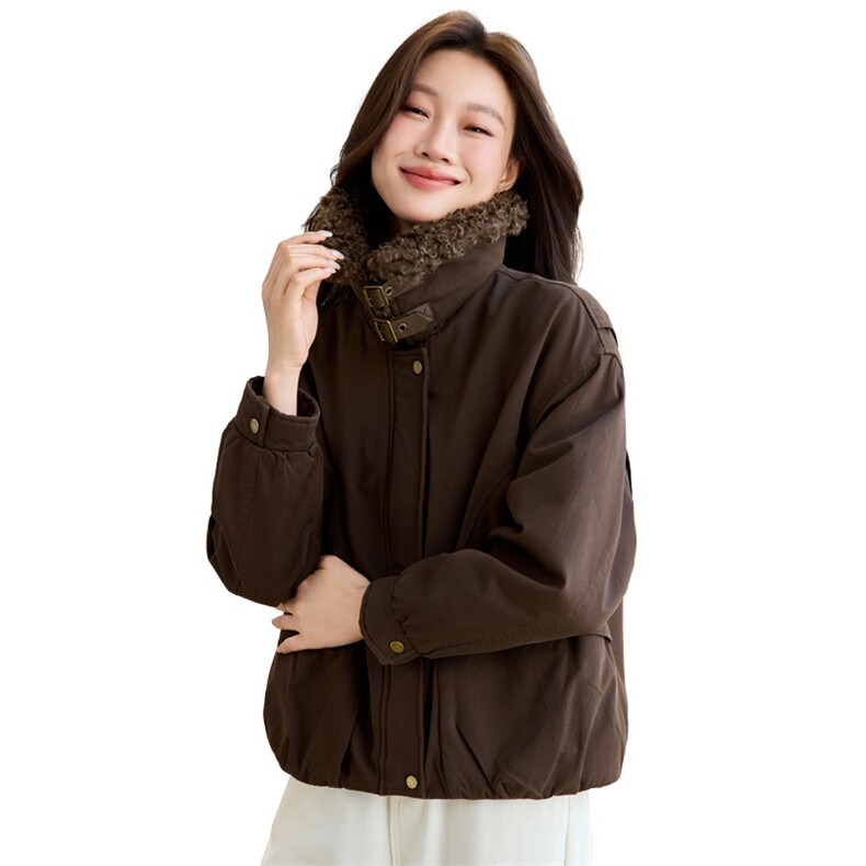 2025年冬季可拆卸羊羔毛翻领加厚加绒内里棉服棉衣派克服,女装棉衣/棉服,简韵佳