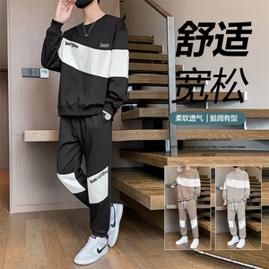 TH886-P70 男生印花套装学生宽松卫衣青少年上衣大童裤子整套图片