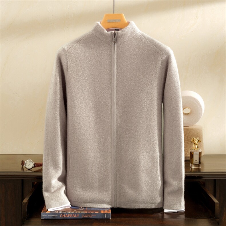2025年秋季长袖青春流行时尚加厚拉链开衫，男装羊绒开衫，雪贝坊一店