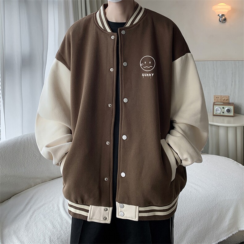 摇粒绒棒球服男大码开衫卫衣男夹克BF86072-P65,男装夹克,电商A040