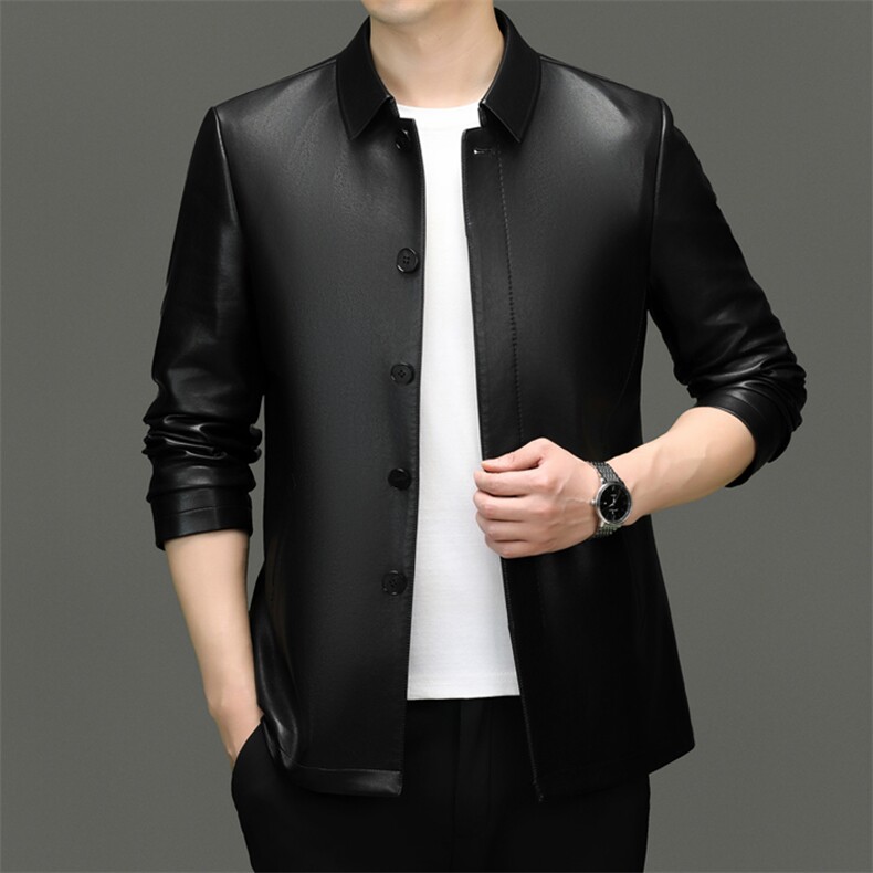 皮衣男士宽松翻领机车服上衣2026春秋季新款休闲皮夹克外套男,男装夹克,钱塘6003（原4033）