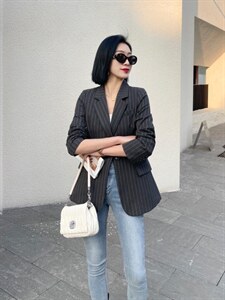 【现货】 春装新款 韩版修身条纹显瘦西装,女装西装,名怡
