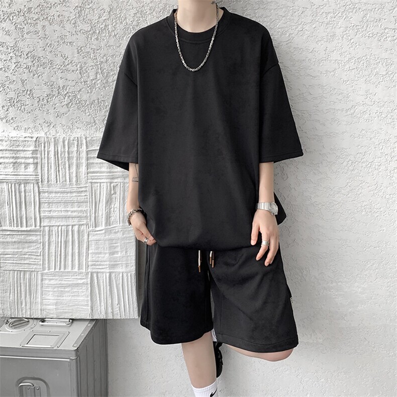 8XL-M青少年扎染短袖t恤休闲运动套装男生夏季宽松大码TZ38001P55,男装T恤,电商B312