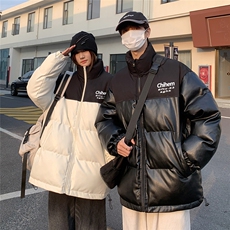 港风23新款冬季时尚百搭情侣立领PU皮棉服外套MY6407P125控168，男装棉衣，电商A268A