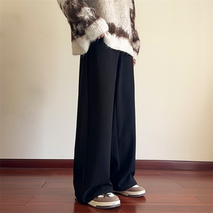 01冬季加厚款宽松直筒裤针织毛呢休闲裤阔腿裤XZ211-1-K2370-P65图片