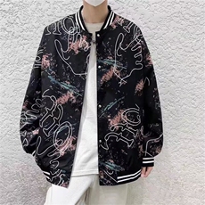 夹克棒球服男士韩版潮流宽松拼接印花2025春季ins外套W6399-P40，男装夹克，星座412-2