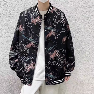 夹克棒球服男士韩版潮流宽松拼接印花2025春季ins外套W6399-P40图片