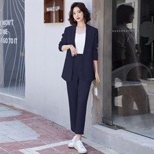 西装套装女薄款2025春夏时尚职业休闲网红西服洋气减龄两件套超火，女装套装/套裙，沫晗依美