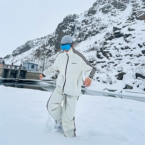 2024春季户外防风防水条纹撞色滑雪服套装男女登山服TZ031-P235图片