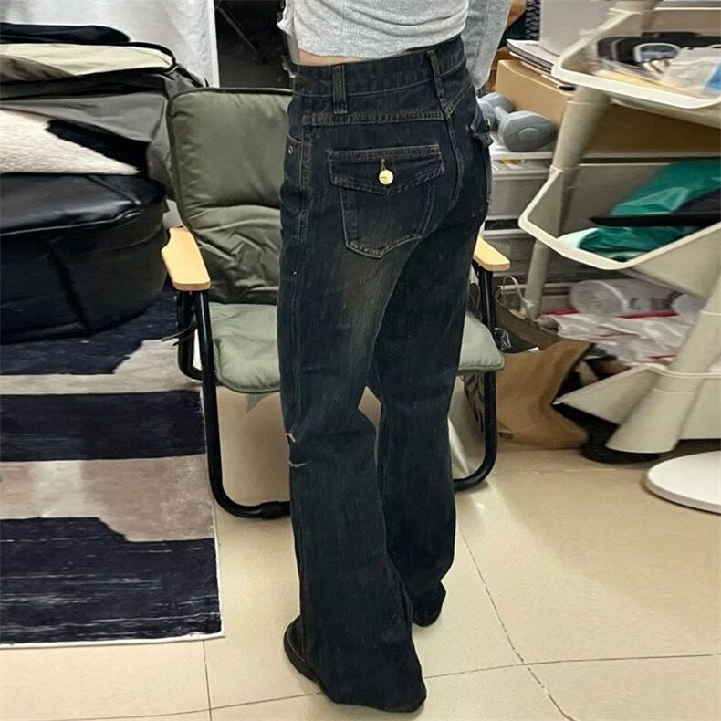 复古微喇牛仔裤女秋冬新款设计感小众修身显瘦喇叭裤潮LN2033-p50,男装牛仔裤,星座1008