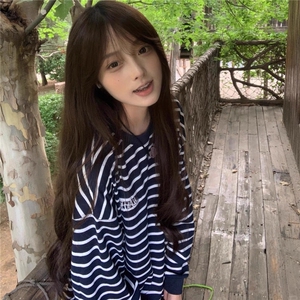 条纹打底衫2025年春季秋冬新款大码宽松内搭打底衫长袖t恤女上衣图片