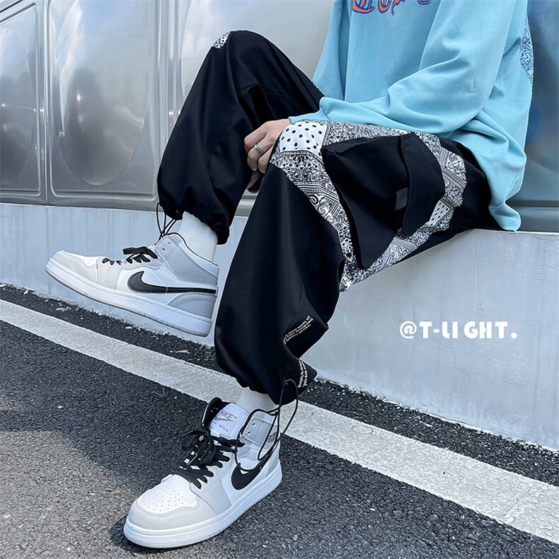 秋冬新款时尚腰果花大口袋男士束脚两穿工装裤AW029P45限68,男装休闲裤,电商A089-1