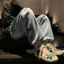 2025秋冬新款港风束脚宽松潮流抽绳牛仔裤九分裤D201-DM170-P45，男装牛仔裤，电商D321-1