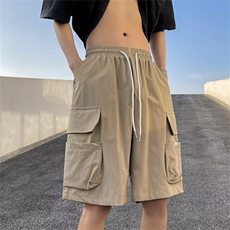 高街工装短裤男夏季潮牌多口袋宽松直筒运动休闲五分裤D5018-p28，男装牛仔裤，星座1008-1