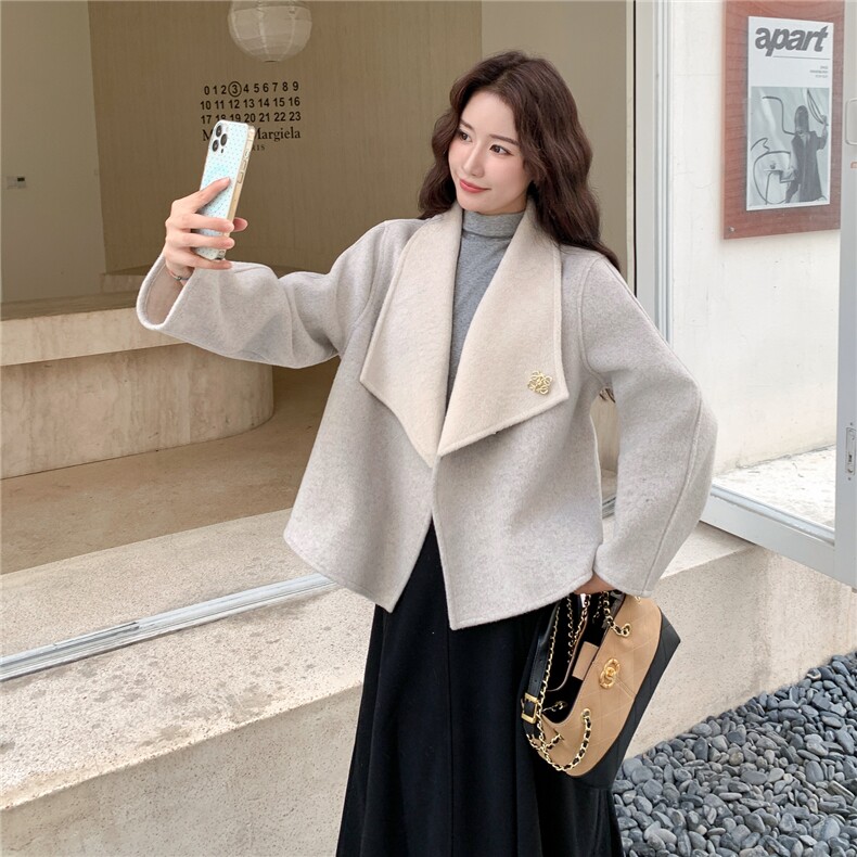 新品2025冬装双面绒双色外套2C116-2568-P245-399,女装毛呢外套,2C116