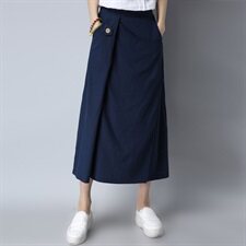 棉麻纯色半身裙2025年夏季文艺潮流简约时尚百搭，女装半身裙，风姿绰