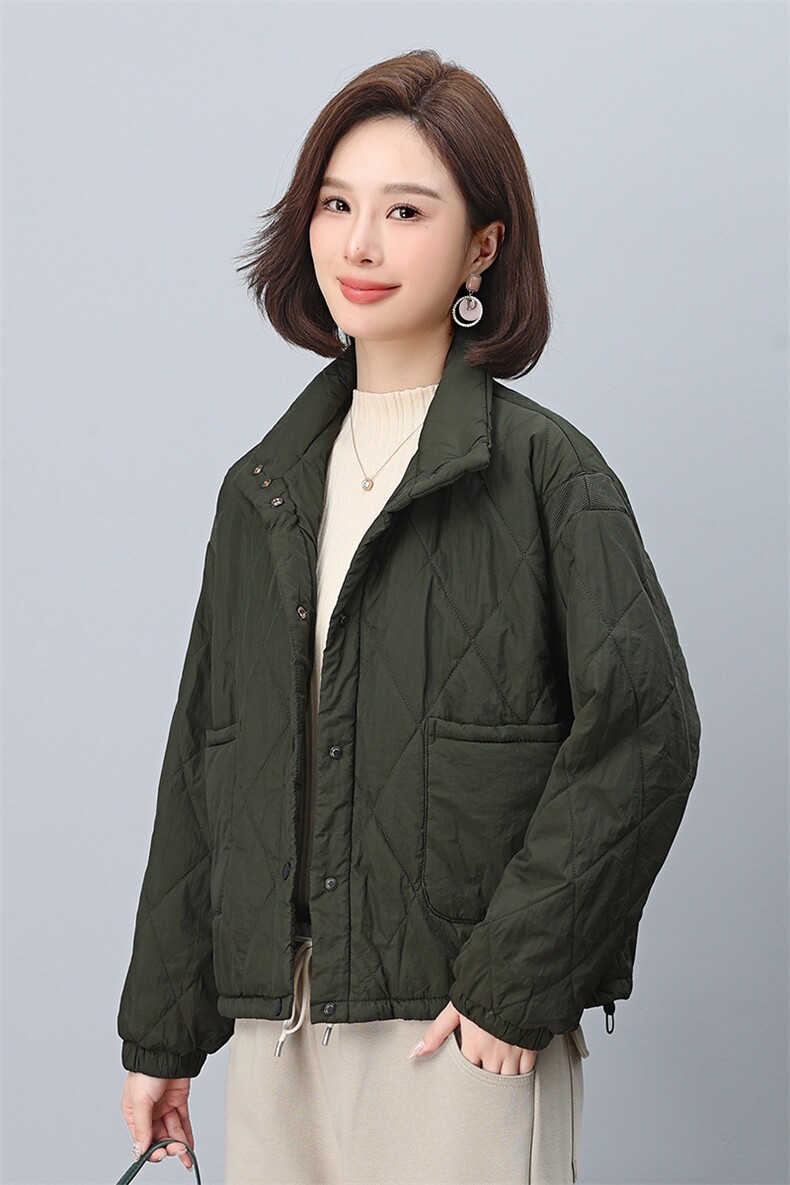 时尚立领拼接针织棉服宽松显瘦保暖外套,女装棉衣/棉服,叶笙衣