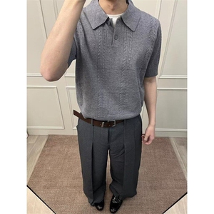 麦穗纹肌理感polo衫短袖男款夏季新款流行文艺百搭潮流简约 TS901图片