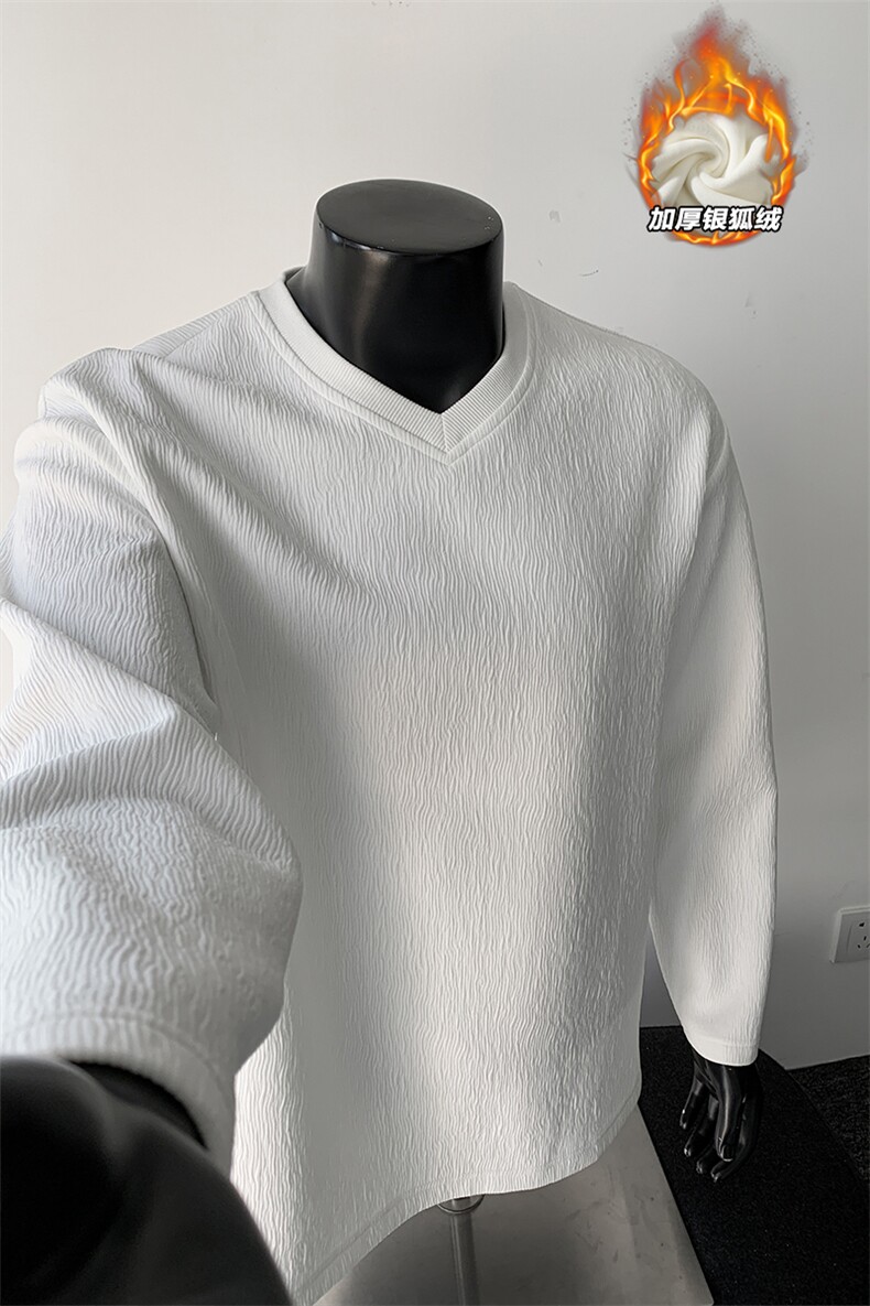 潮流新款银狐绒男450g重磅肌理感长袖T恤T24509J加绒-特P33控65,男装T恤,电商A001-1