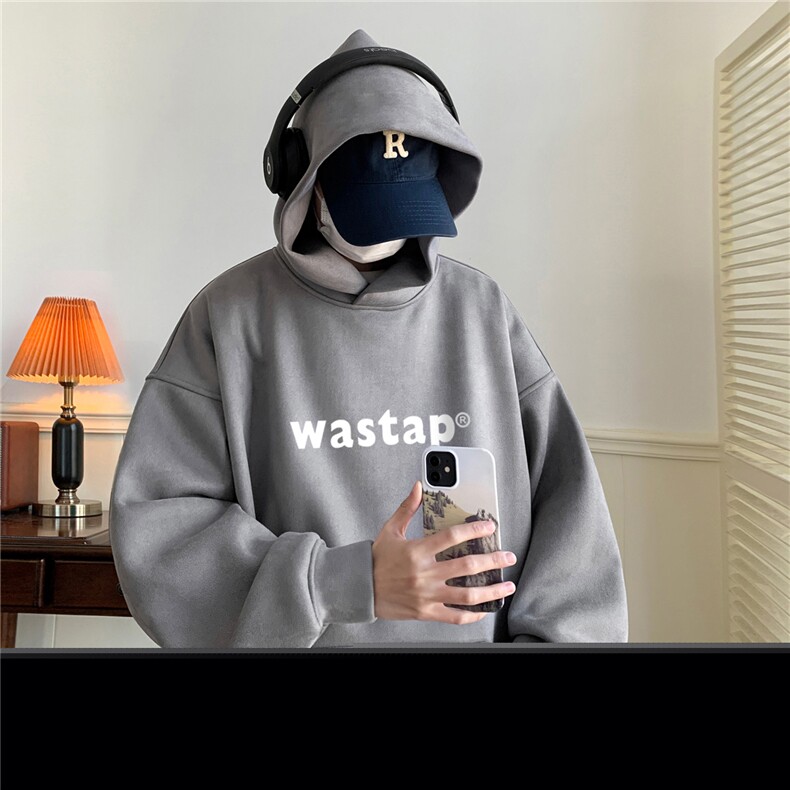 ！麂皮绒连帽卫衣直播品质重磅400克was印花JL7009-P45控78,男装卫衣,星座508（原C305）
