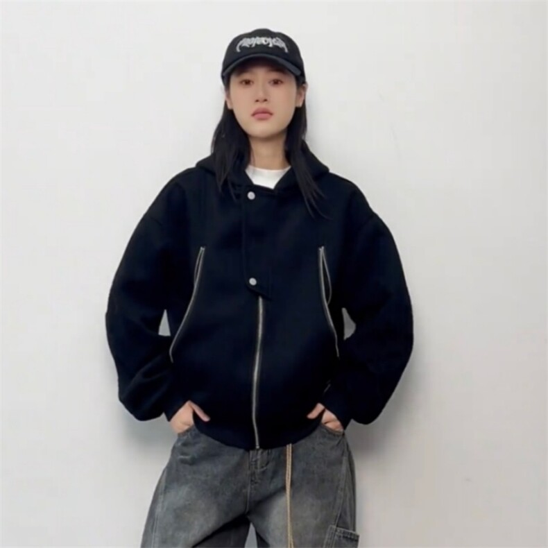 1506-1/MF161/P72男女同款港风宽松简约连帽开衫卫衣美式复古,男装卫衣,星座1506-1