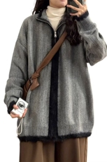 韩版简约刺绣圆领百搭软糯加厚开衫外套女2025春季休闲针织衫毛衣，男装针织衫/毛衣，星座218-8