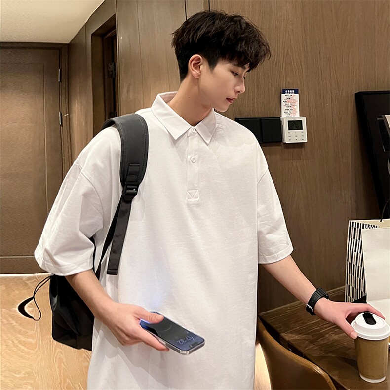 量大优供视频珠地网眼透气面料纯色宽松短袖T恤翻领POLO衫PL09,男装T恤,电商A486