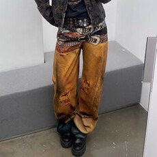 G967-P612025新款3D立体打印错觉复古彩色油画腰带弯刀牛仔裤，男装牛仔裤，电商B323A