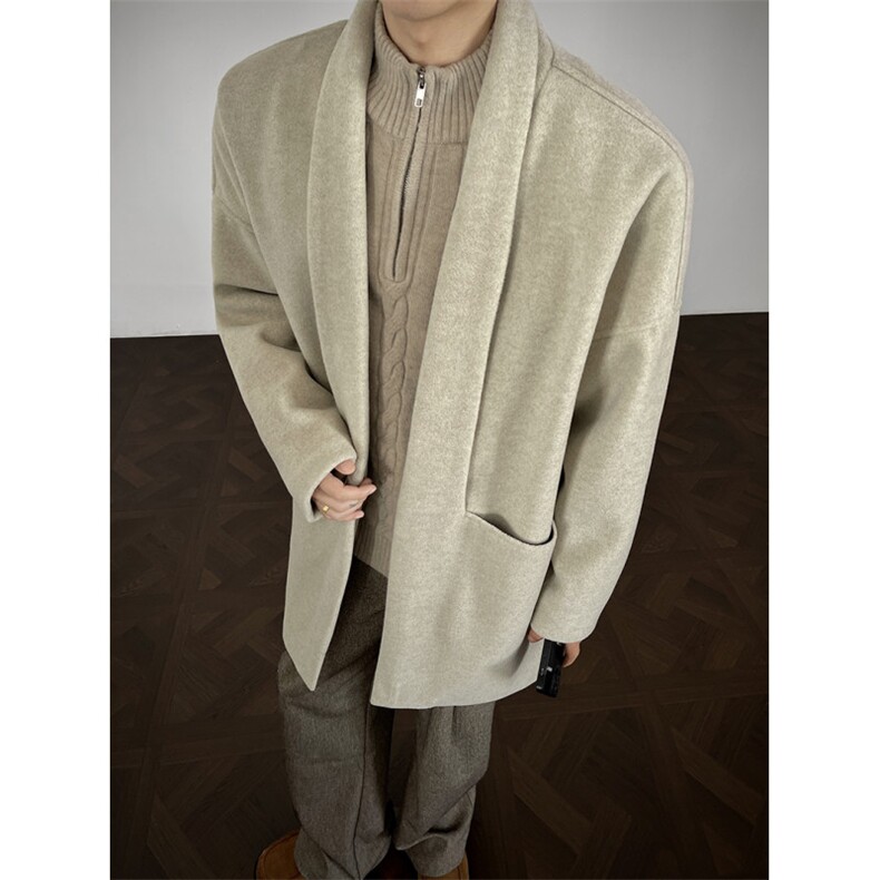 517A-8-Y83-P115冬季设计感简约毛呢大衣韩式中长款加厚加棉外套，男装毛呢大衣，星座517A-8（原B282）