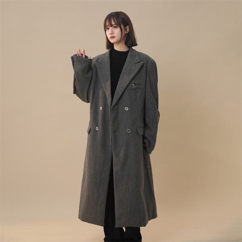 中性冬季中长款高级感过膝妮子大衣宽松风衣外套XZ811A-F198-P128,男装风衣,星座811A