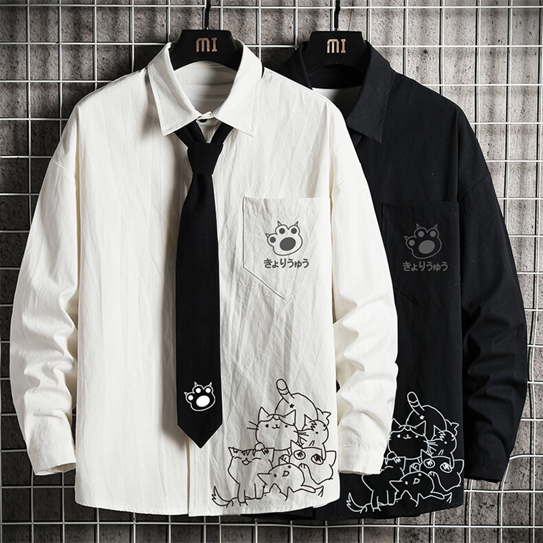 LC42107-P45痞帅领带长袖衬衫男士大码dk制服男jk衬衣男网格挂拍,男装衬衫,电商A040A