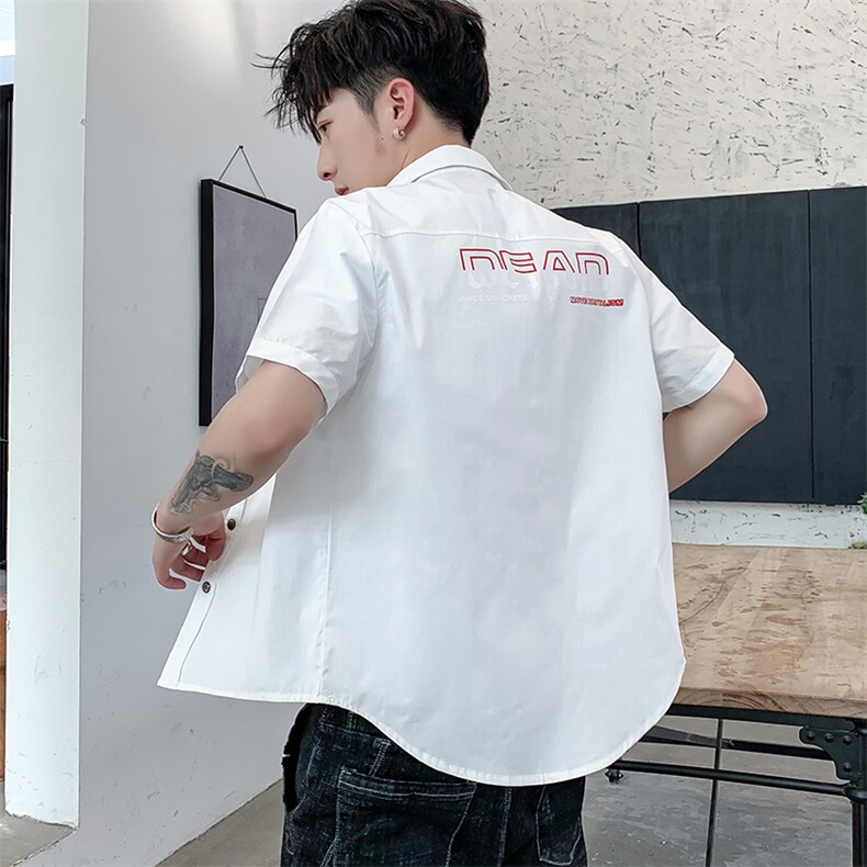 短袖衬衫男士休闲夏季新款港风宽松情侣纯色衬衣【限58】C-16-P45,男装衬衫,星座1206（原A206）