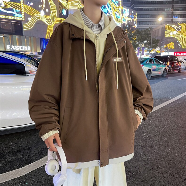 假两件夹克男韩版潮流连帽高街帅气2024冬季新款ins外套W5436-P63,男装夹克,星座412-2