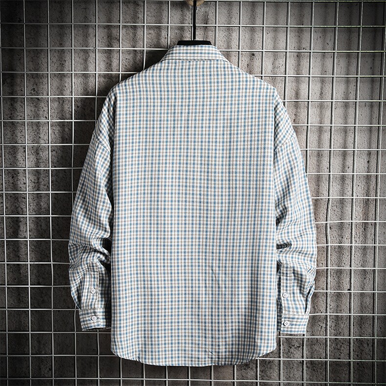 秋季新款潮牌时尚帅气男青少年宽松休闲上衣格子衬衫292-P25,男装衬衫,电商A128