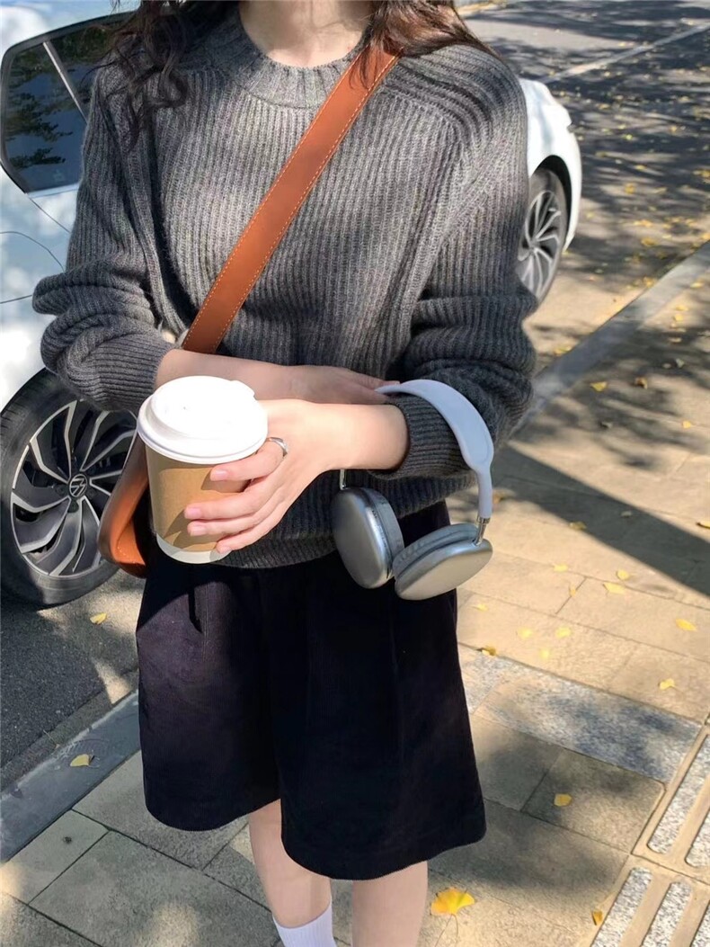 秋冬款插肩袖针织衫女韩版圆领打底针织毛衣,针织衫/毛衣,半城羊绒