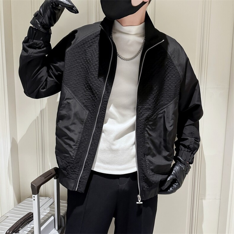 现货2025秋季社会小伙帅气男立领夹克拼接外套JK26P95控128，男装夹克，电商B276A