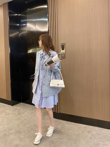 香丽迪抽绳收腰风衣女春夏新款糖果色小个子休闲外套中,女装风衣,香丽迪1