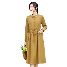 春长袖衬衫连衣裙女2026新款高级感收腰显瘦气质减龄中长款裙子，女装连衣裙，倪叶myz