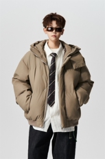 有长图冬季新款PU皮羽绒棉服男宽松连帽棉衣棉袄外套MF00760/P100，男装棉衣，电商B316