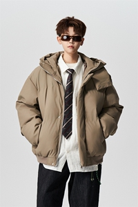 有长图冬季新款PU皮羽绒棉服男宽松连帽棉衣棉袄外套MF00760/P100图片
