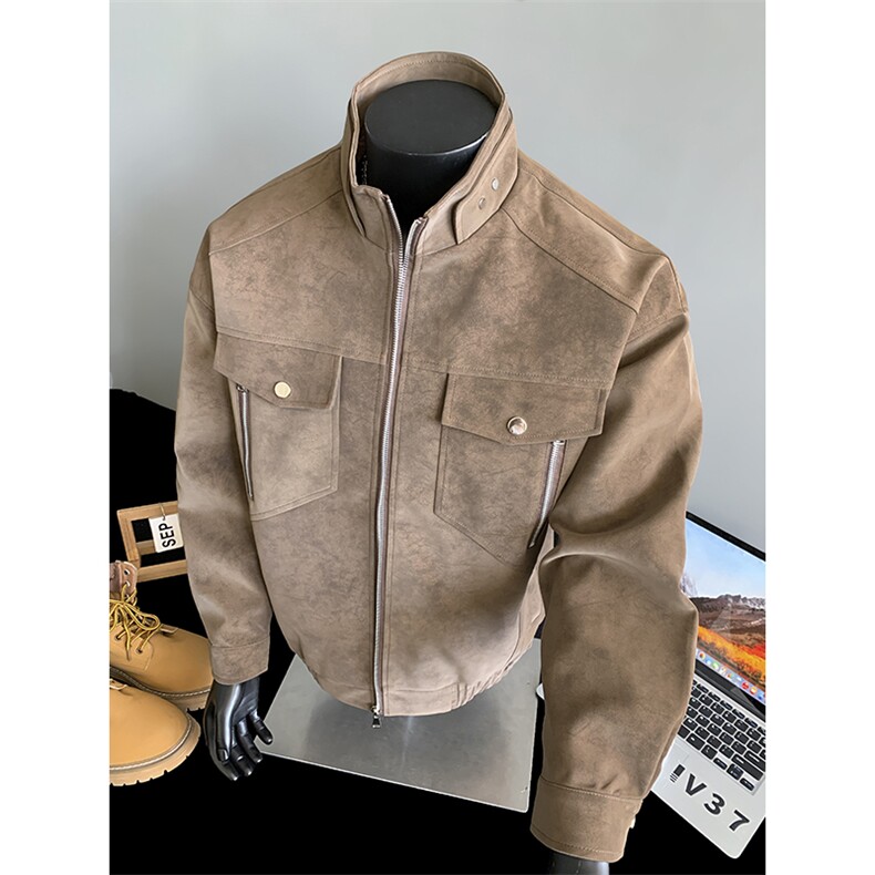 秋季立领男士外套机车皮衣工装夹克外套茄克上衣A266-PY012-P75,男装皮衣,电商A266