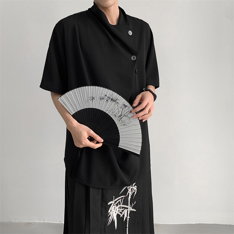 现货高品质风男生夏季T恤短袖白色纽扣装饰CS29-P60-控78,男装T恤,电商A021