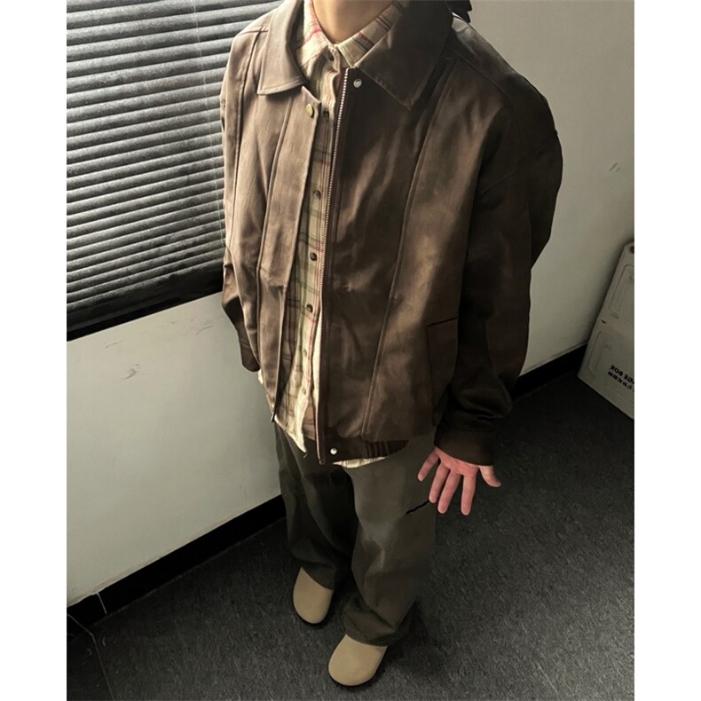 档口图抖音PU皮夹克宽松复古纯色外套DY2407-P80,男装夹克,星座1213