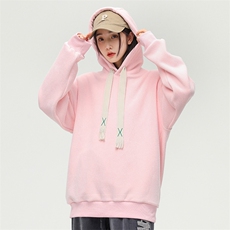奥粒绒外套基础纯色休闲百搭连帽抽绳卫衣男女同款EY-3663-P85，女装短外套，电商B306