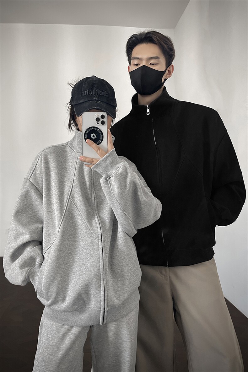 重磅全棉结构款450克拉链开衫卫衣硬挺短宽外套男RH5332-P55,女装短外套,星座610B-1